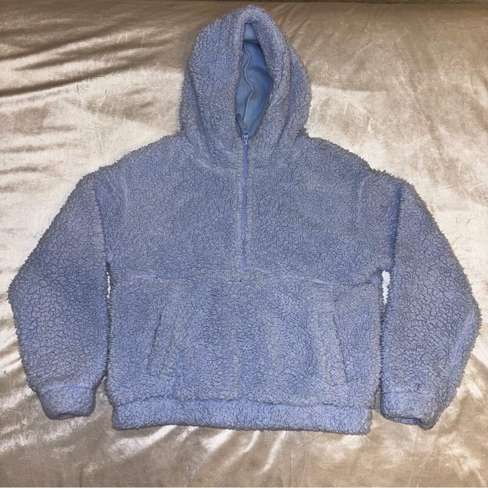 Mondetta Sherpa Half Zip Hoodie Women’s M  Periwinkle Teddy Fleece Pullover